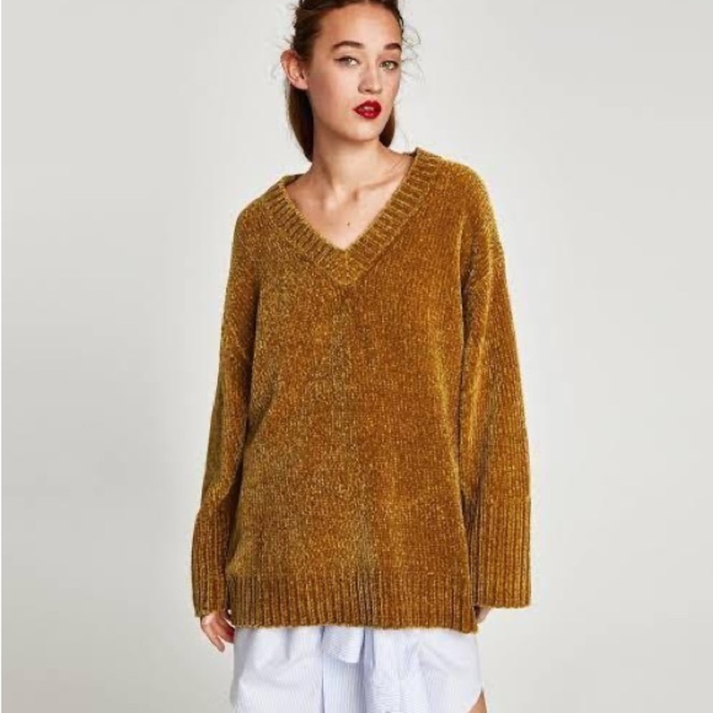 Zara Chenille Oversized Slouchy Sweater Size Small